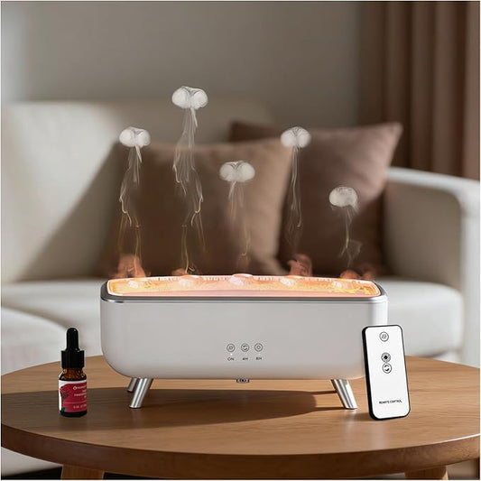 Jellyfish Diffuser Humidifier, Essential Aromatherapy 300ML Ultrasonic Diffuser with Essential Oils. 7 Colors Light Waterless Auto Off with Remote Control for Large Room Office Bedroom