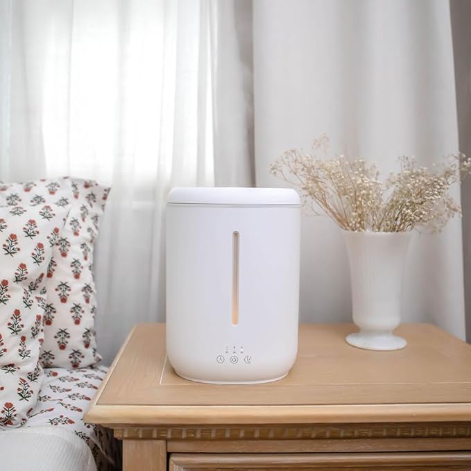 EssentialMist Essential Oil Humidifier and Diffuser, 3 Timer Settings, Night Light Mode, White