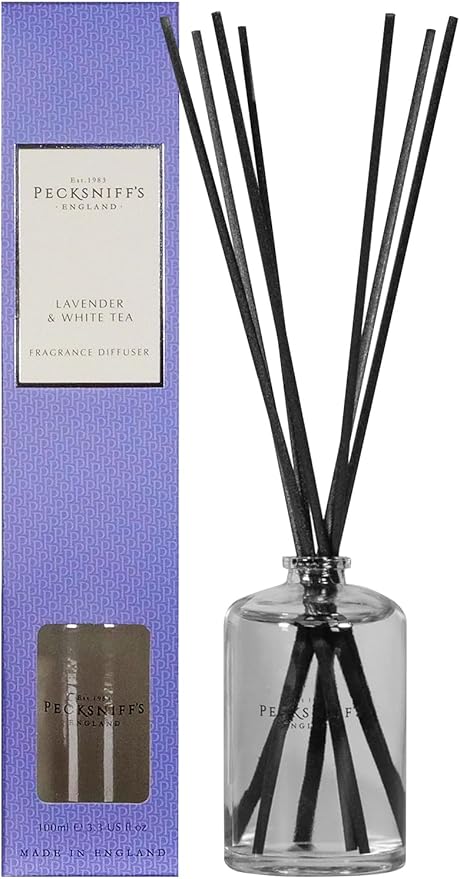 Pecksniff's Classic 100 ml/ 3.3 fl oz Reed Diffuser Set, Lavender & White Tea