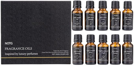 Essential Oils Set - Top 10 Luxury Scents for Diffuser, Humidifier, Aromatherapy, Candle & Soap Making, Premium Scented Oil Gift Set for Home & Office, Inspired by Luxury Brand perfumes(20ML)