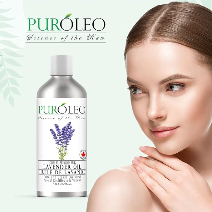 PUROLEO Lavender Essential Oil 8 Fl Oz/236 ML (Packed in Canada) 100% Pure Natural Undiluted for Aromatherapy, Aromatherapy Oil for Sleep, Relaxation Bulgaria France Oil Diffuser