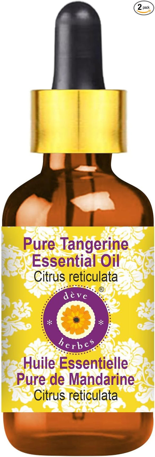 Deve Herbes Pure Tangerine Essential Oil (Citrus reticulata) with Glass Dropper Steam Distilled 100ml (3.38 oz)