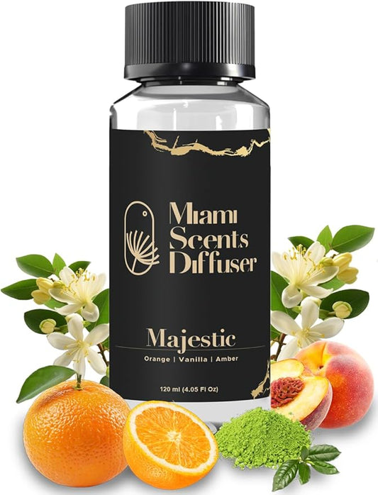 Majestic Garden Essential Oil Refill Luxury Hotel Inspired - Long Lasting Aroma for Home & Commercial Diffuser - 120ml Fresh Blend of Orange Vanilla Amber, Scent for Office Spa Wellness Aromatherapy.