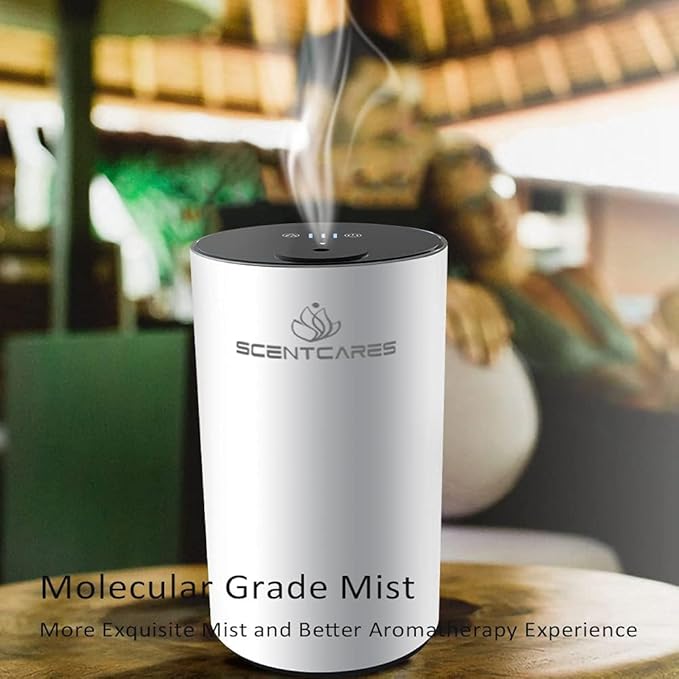 Sentiment Diffuser, Waterless Diffusers for Essential Oils - Diffusers for Home, No Water & Portable & Smart & Cordless Design, for Cold Mist (White)