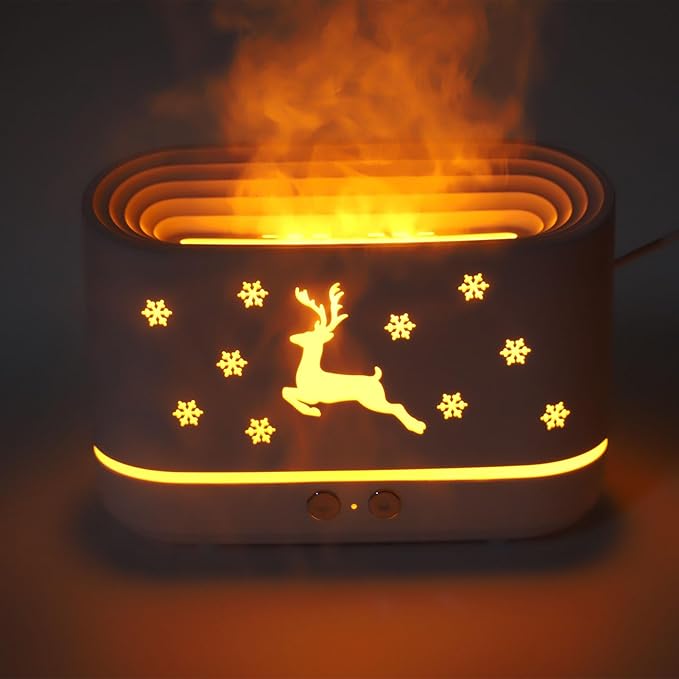 Flame Pattern Air Diffuser Humidifier, Large 300ml Capacity Quiet Mist Maker with Dual Spray Modes, Flame Effect Essential Oil Diffuser for Home Office Bedroom