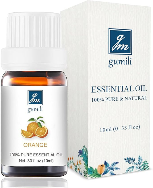 GM Gumili Orange Essential Oil - Pure Organic Oil for Skin, Hair, Diffuser, Spray, Cleaning, Body Massage - Orange Fruit Scent, 10mL