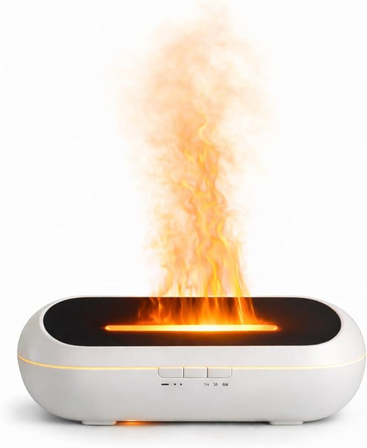 AquaAura Flame Effect Diffuser, 160ml Essential Oil Diffuser with Realistic Flame Mist, 7 LED Colors, Timer & Auto Shut-Off for Bedroom, Home, Office