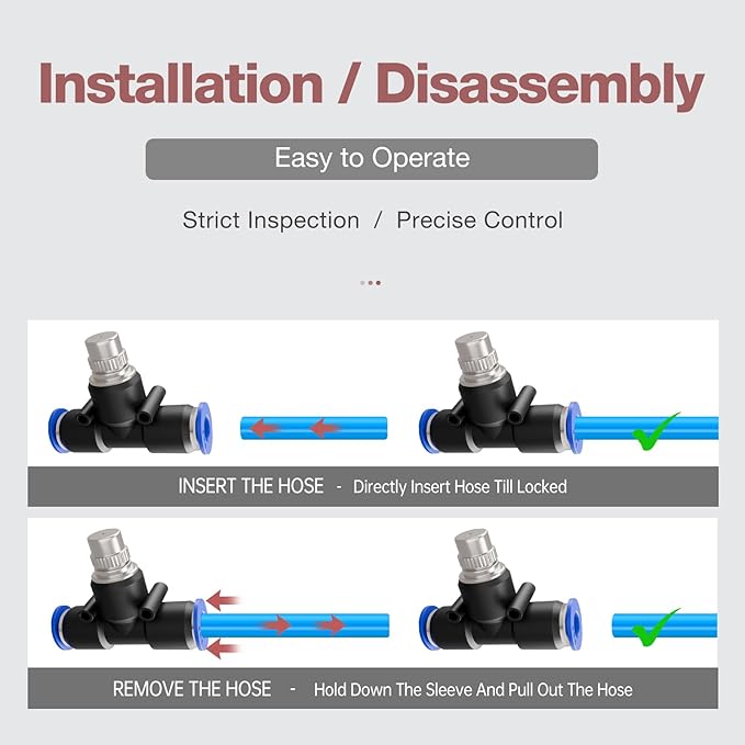 SNS Misting Nozzles Water Misting Tees Thread 1/4 Inch and Brass Orifice Nozzle for Outdoor Spray Cooling System(10 Pieces) SPKE1/4-1.1