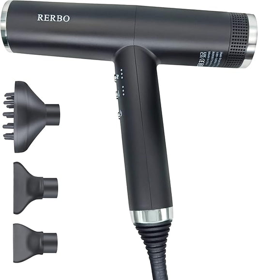 Professional Ionic Hair Dryer High-Speed 110000 RPM Low Noise Temperature Control Portable Negative Ionic Blow Dryer with Diffuser and Concentrator for Home, Travel and Salon