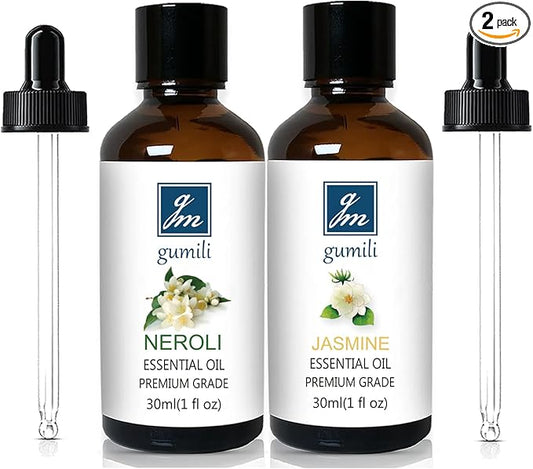 GM Gumili Neroli Essential Oil and Jasmine Essential Oil for Diffuser Perfume Candle Soap Making - 2 Oz, Pack of 2