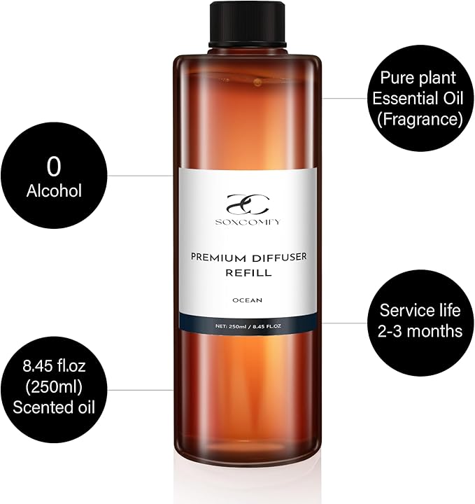 Diffuser Oil Luxury Essential Oils for Diffuser Refill & Air Freshener,Long-Lasting Natural Home Fragrance and Hotel Scent for Diffusers - 8.45 Fl.oz(250ml), Ocean