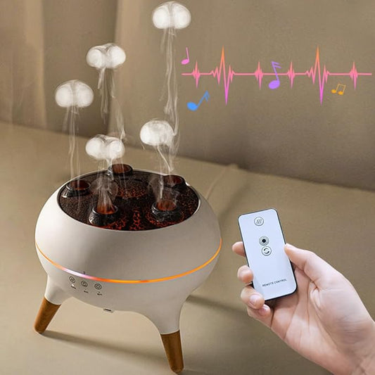 Jellyfish Diffuser Humidifier for Bedroom, White Noise Slient Cool Mist Humidifier for Home Baby, Portable 250ml Simulate a Volcano Essential Oil Diffuser,7 Colors LED,Waterless Auto Shut-Off