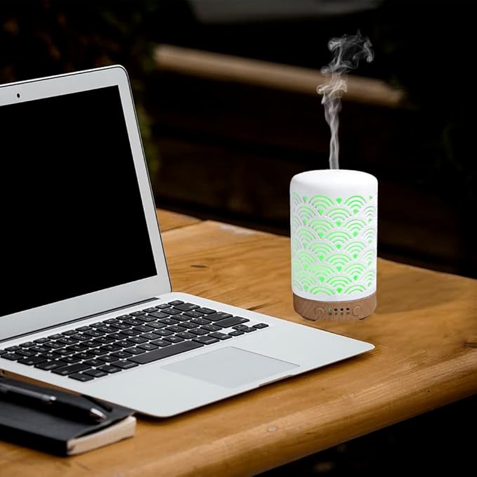 Ceramic Essential Oil Aroma Air Freshener Diffuser, Scent Diffuser Aromatherapy 100ML, Cool Mist with Waterless Auto Ultrasonic Diffusing Cool Mist Humidifier with Timers for Office