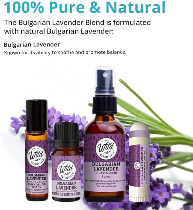 Wild Essentials Bulgarian Lavender 100% Pure Essential Oil 2 Pack - 10ml, Therapeutic Grade, Made and Bottled in The USA, Calming