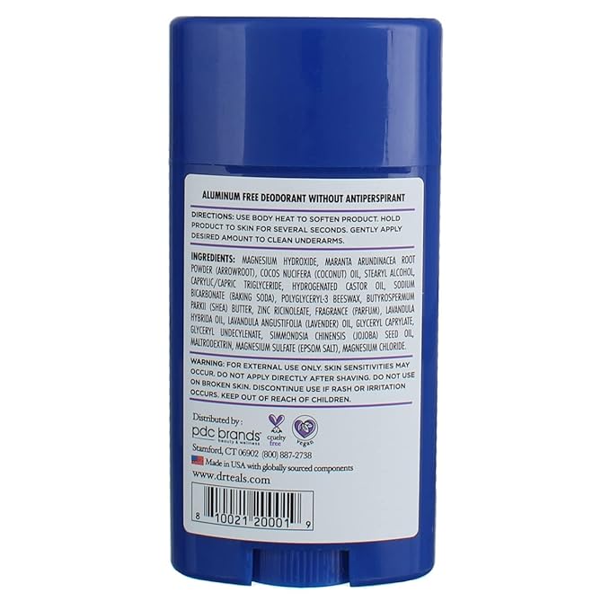 Dr. Teal's Vanilla Lavender Deodorant Gift Set (2 Pack, 2.65oz Ea.) - Shea Butter & Arrowroot Powder Absorb Moisture & Leave Skin Clean & Healthy