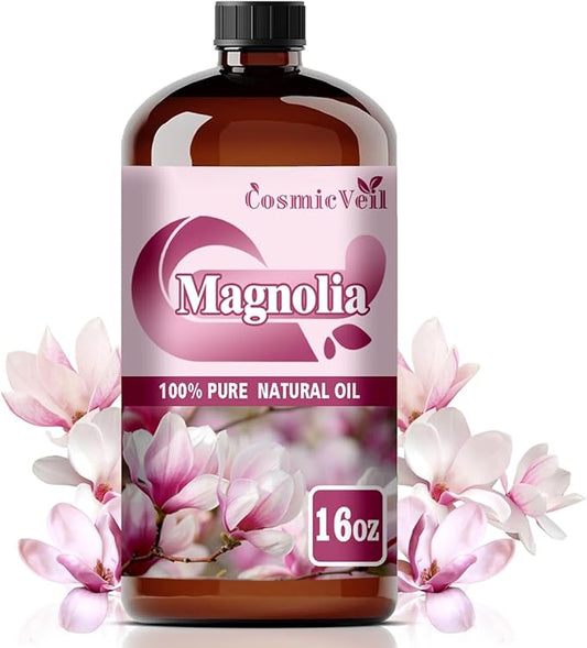 Magnolia Essential Oil Magnolia Oil for Aroma Diffuser,Humidifier,Home Fragrance,Cleaning,Body Care,Massage,Yoga,DIY Candle,DIY Soap CosmicVeil（Magnolia，16 Fl Oz (Pack of 1)）