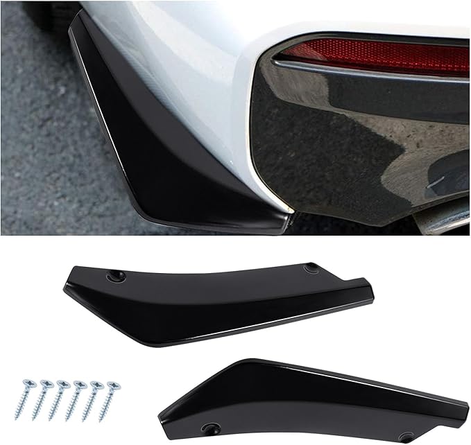 Augeny 2 PCS Rear Bumper Canard Diffuser, Anti-Crash Bumper Lip Body Kit, Universal Rear Installed at The Bottom for Lip Diffuser Splitter Canard Protector (Glossy)
