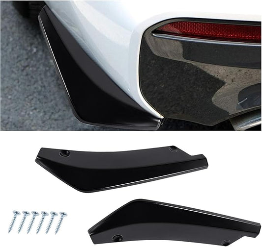 Augeny 2 PCS Rear Bumper Canard Diffuser, Anti-Crash Bumper Lip Body Kit, Universal Rear Installed at The Bottom for Lip Diffuser Splitter Canard Protector (Glossy)
