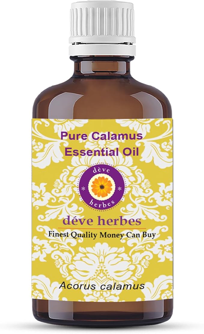 dève herbes Calamus Essential Oil (Acorus Calamus) Pure | Non-Sticky | Non-Greasy | Lightweight | Men & Women | All Skin Types | Steam Distilled 100ml (3.38 oz)
