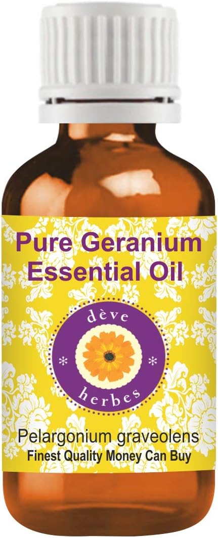 Deve Herbes Pure Geranium Essential Oil (Pelargonium graveolens) Steam Distilled 5ml (0.16 oz)
