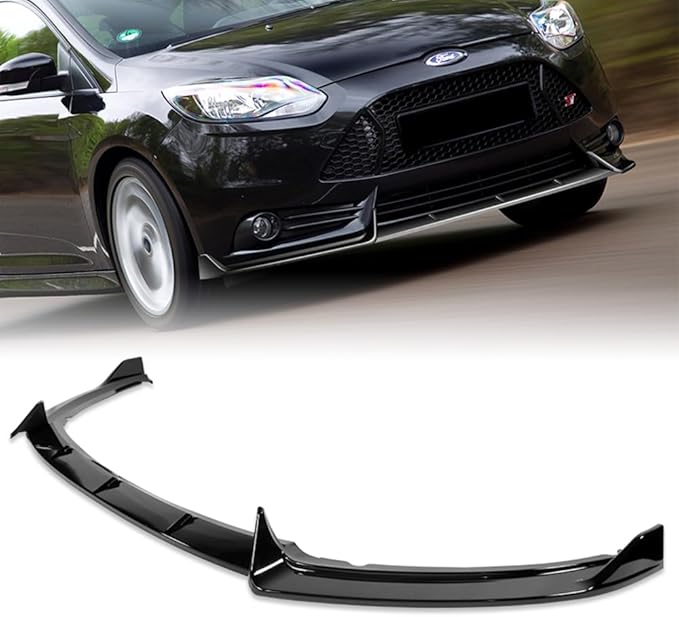 Q1-TECH, 9PCS Front Bumper Lip & Side Skirt Extensions Diffuser Compatible with 2012-2014 Ford Focus ST Hatchback Models, Front Bumper Lip Spoiler Air Chin Body Splitter ABS (Painted Black)