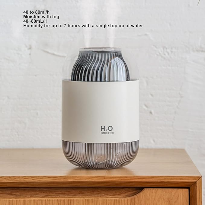 1000ml Mini Humidifier,Low Noise Aroma Air Diffuser Humidifier with Double Spray Night Light USB Design,Desktop Mute Air Purification Cool Mist Humidifier for Home Bedroom Office(White)