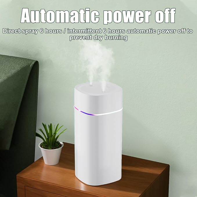 Small Humidifier, 600ML Dual Channel Mist Humidifiers, Auto Shut Off Portable Diffuser for Bedroom Office