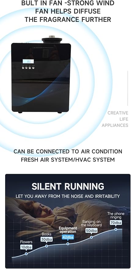 Bluetooth Enabled Wall Mounted Phone Controlled Hotel Collection Diffuser Machine Fragrance Oil Evaporator Cold air Diffuser with 500ml Capacity HVAC/AC System for 1000-4000sq .ft Coverage (Black)