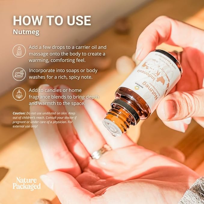 Nutmeg Essential Oil - Direct from Central Java, Indonesia - Pure Essential Oils for Diffusers, Muscle Relief and Aromatherapy | Premium Therapeutic Grade (8oz)