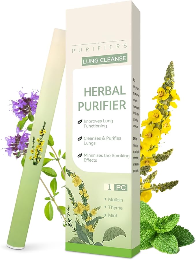 Herbal Diffuser Pen with Mullein, Thyme, Mint Extracts for Lung Cleasing Breathing, Relaxation, Stress Relief, 600 Uses (Acrylic, 1)