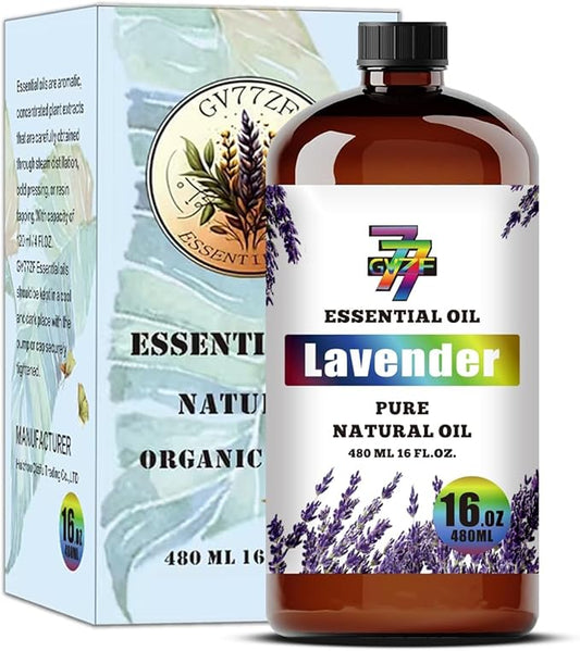 Lavender Essential Oil - GV77ZF Lavender Oils for Diffusers, Humidifiers, DIY Candles, Soap, Cleaning, Home, Office, Yoga, Massage, Gifts - 16 fl oz (480 ml)