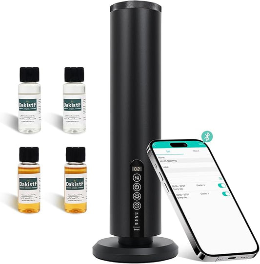 Hotel Waterless Scent Diffuser Starter Kit | 1500 Sq Ft Cold Air Essential Oil Diffuser with Bluetooth | Rechargeable Cordless Portable | Bedroom Office Home Spas | 4 X 20ml Hotel Essential Oil