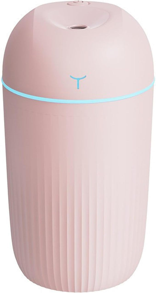 Mini USB Humidifier - Large Capacity, Ultra-Quiet 20dB, 2 Modes (Continuous/Intermittent) with Anti-Dry Burn & Night Light, Nano Mist for Room/Car/Office Desk (<10㎡) (Pink, 420ml)