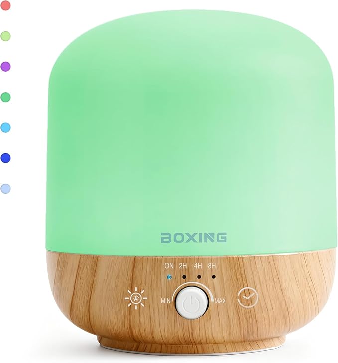 BOXING Essential Oil Diffuser for Home and Bedroom, Quiet Aromatherapy Diffuser with Auto Shut Off, Soft Night Light, Relaxing Aroma Gift for Women, Office and Yoga