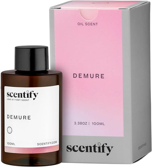 Scentify Demure Aroma Oil Refill for Diffusers – Fresh Citrus & Soft Floral Scent with Musk & Sandalwood – Luxury Aromatherapy Fragrance Oil 100ml / 3.38oz