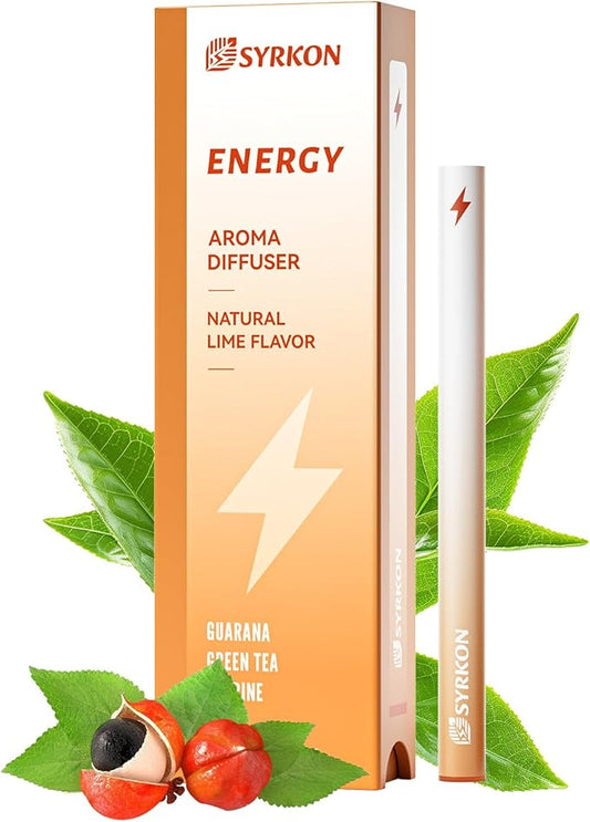 Herbal Diffuser Pen, Natural Energy Boost & Focus Support, Lime Flavor, Extracts of Guarana, Green Tea & Taurine, Vitamin B12 & B6, Natural Alternative - 600 Uses