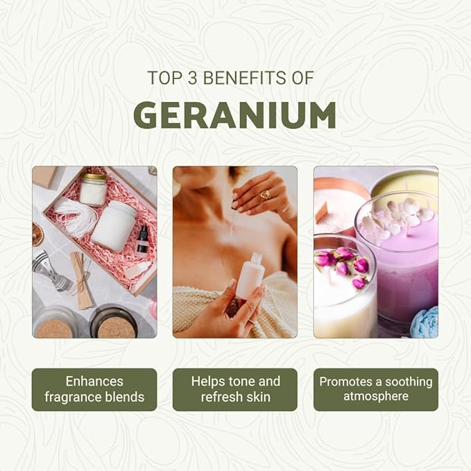 Geranium Essential Oil - Direct from Fridal Egypt - Steam Distilled - Aceite de Geranio for Aromatherapy, Massage, Diffuser, DIY Candle and Soap Making - 2 lbs