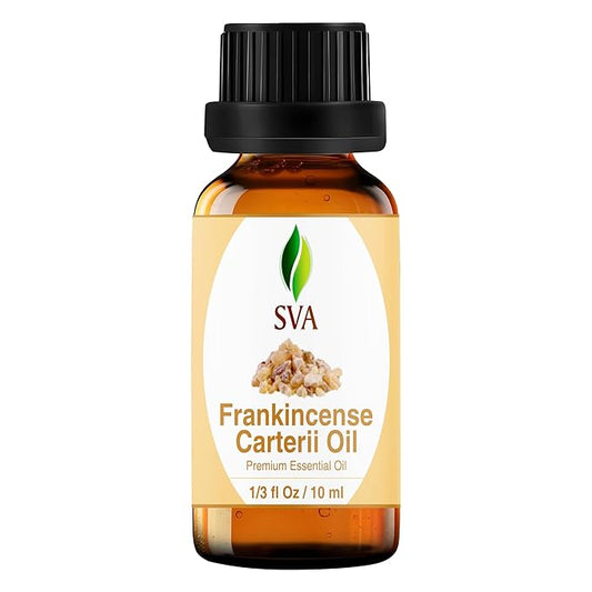 SVA Frankincense Essential Oil – 1/3 Fl Oz – 100% Natural Boswellia Carterii Oil - for Diffuser, Hair Care, Face, Skin Care, Aromatherapy, Scalp and Body Massage, Soap and Candle Making