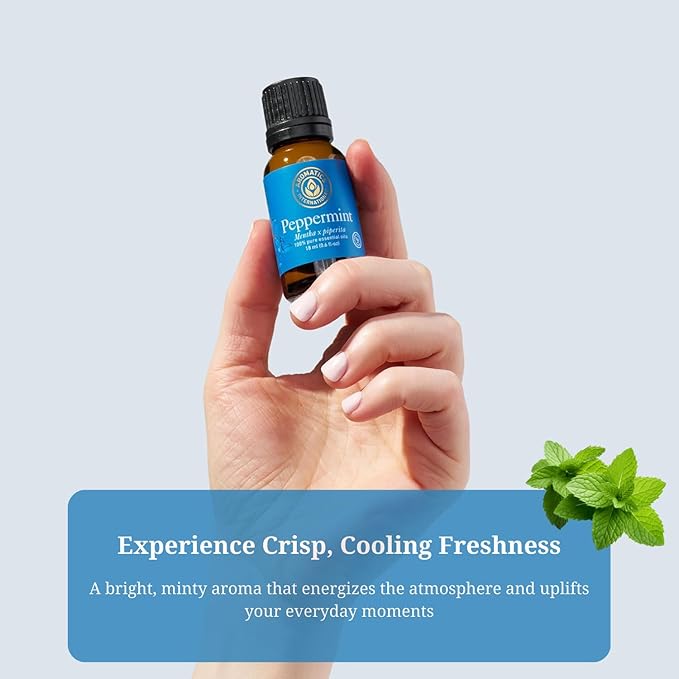 Aromatics International Premium Organic Peppermint Essential Oil 5ml | 100% Pure Essential Oil for Diffusion & Aromatherapy
