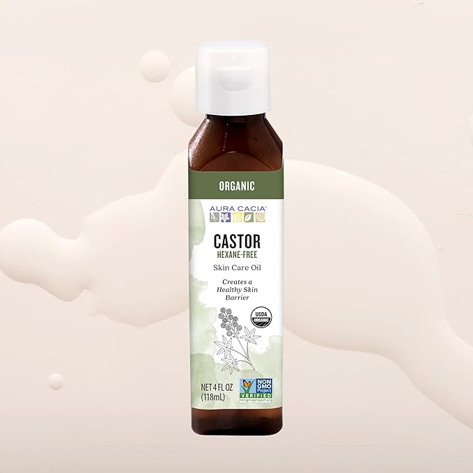 Aura Cacia Organic Castor Skin Care Oil | GC/MS Tested for Purity | 118ml (4 fl. oz.)