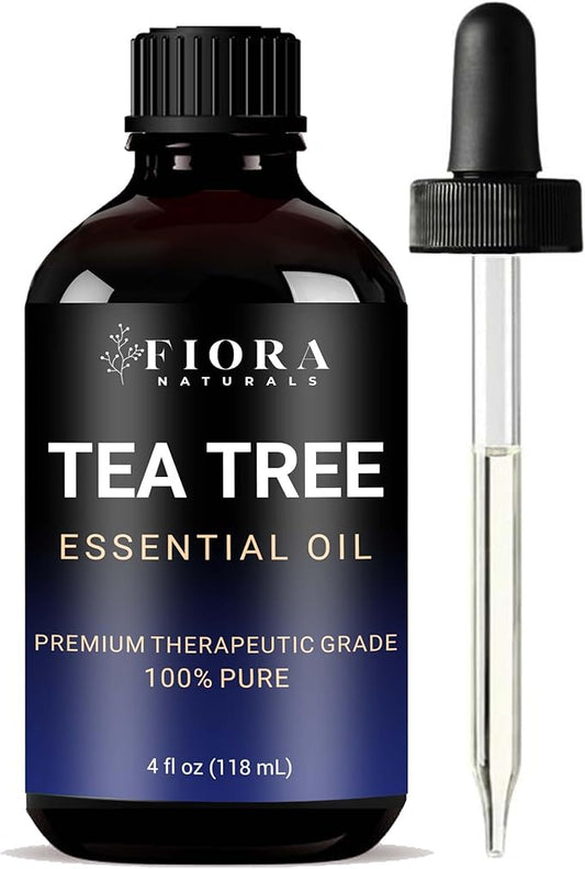 Fiora Naturals Tea Tree Oil 4 Fl Oz – 100% Pure Tea Tree Essential Oil for Skin, Face, Hair & Scalp Care, Nails & Toenails, Aromatherapy & Diffuser Use - Melaleuca Alternifolia