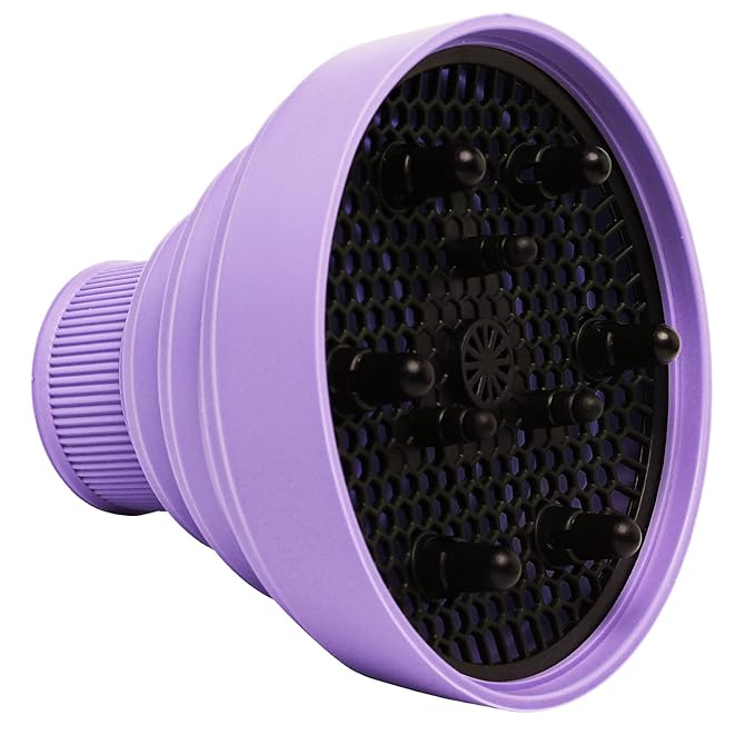 WAJIAYON Universal Collapsible Hair Dryer Diffuser Attachment-Foldable Portable Travel and Easy Storage Fit Most Hair Dryers with Nozzle Diameter D-1.575Inch to 1.968 Inch (4-5cm)- Violet