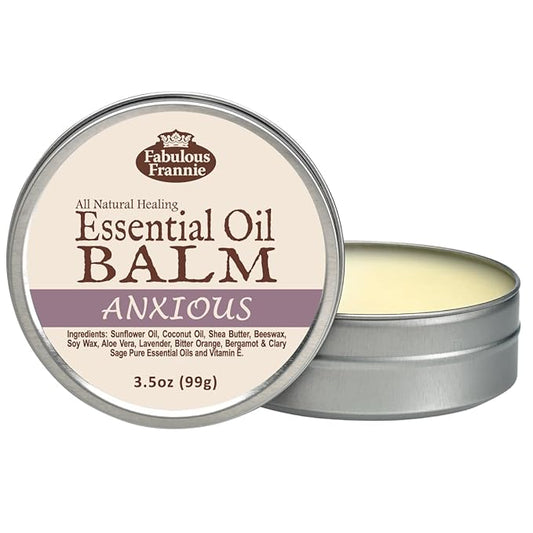 Fabulous Frannie Anxious Healing Balm Made with Pure Essential Oils and Sunflower Oil, Coconut Oil, Shea Butter, Beeswax, Soy Wax, Aloe Vera 3.5oz Tin