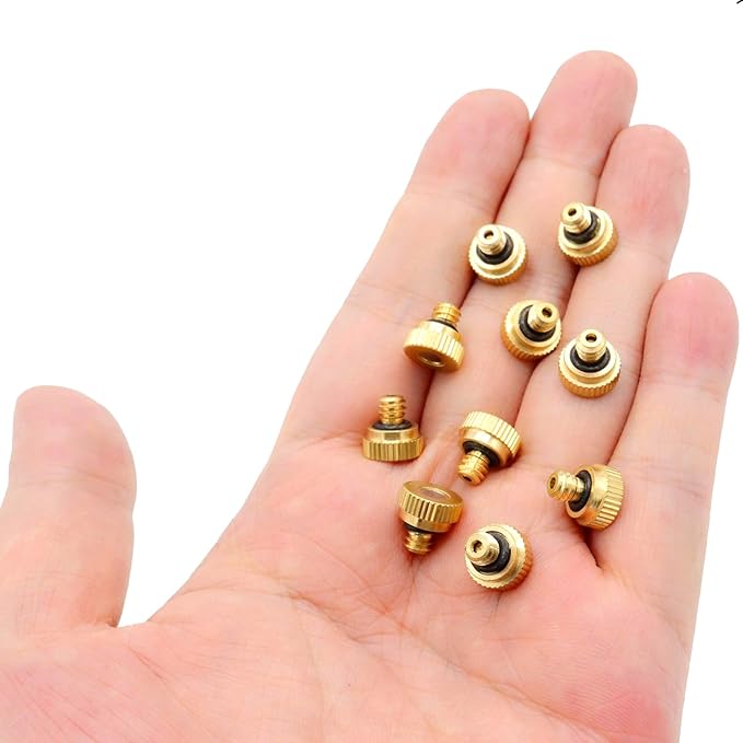 10Pcs Brass Misting Nozzle - 0.008" Orifice (0.2mm) Dia 10/24 UNC Replacement Heads for Outdoor Cooling System (0.2mm)