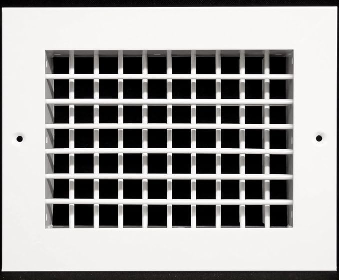 HVAC Premium 8''w X 6''h Aluminum Double Deflection Adjustable Air Supply HVAC Diffuser - Full Control Vertical/Horizontal Airflow Direction - Vent Duct Cover [Outer Dimensions: 9.6''w X 7.6''h]