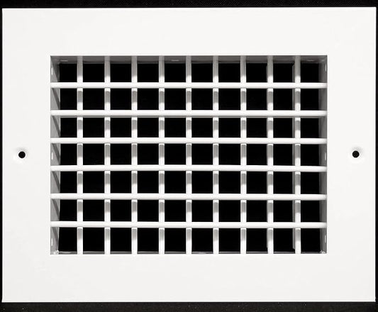 HVAC Premium 8''w X 6''h Aluminum Double Deflection Adjustable Air Supply HVAC Diffuser - Full Control Vertical/Horizontal Airflow Direction - Vent Duct Cover [Outer Dimensions: 9.6''w X 7.6''h]