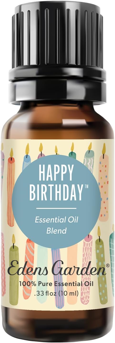 Edens Garden Happy Birthday Essential Oil Blend – Celebration Gift, 100% Pure Undiluted Aromatherapy for Parties, Birthdays & Natural Wellness – 10 ml (.33 fl oz)