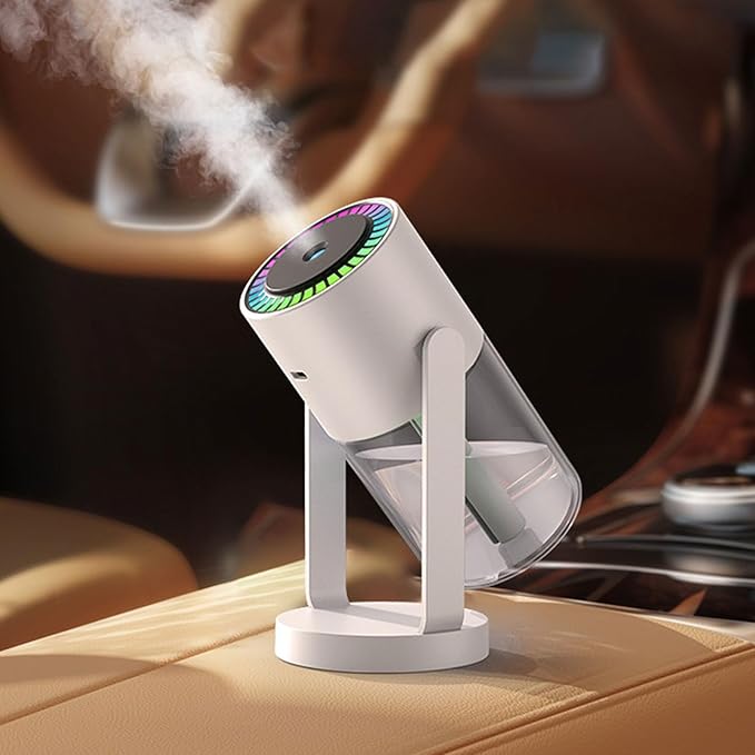Small Cool Mist Humidifiers Low Noise with Night Light, Mini Desk Humidifier Shaking Head, Portable Humidifiers for Travel Car Office Home Indoor Bedroom, White Pink (White)