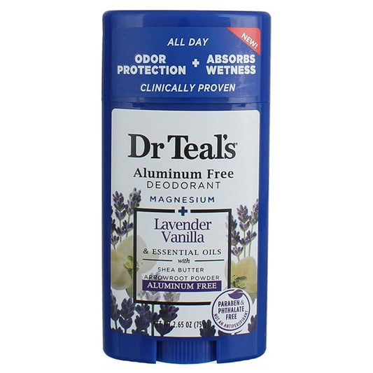 Dr. Teal's Vanilla Lavender Deodorant Gift Set (2 Pack, 2.65oz Ea.) - Shea Butter & Arrowroot Powder Absorb Moisture & Leave Skin Clean & Healthy