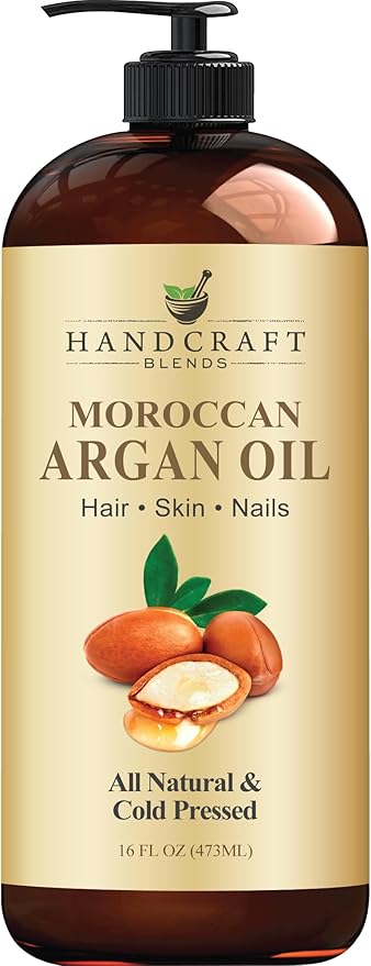 Handcraft Blends Moroccan Argan Oil - 16 Fl Oz - 100% Pure and Natural - Premium Grade Carrier Oil for Skin and Hair - Hair and Body - Massage - Cold-Pressed